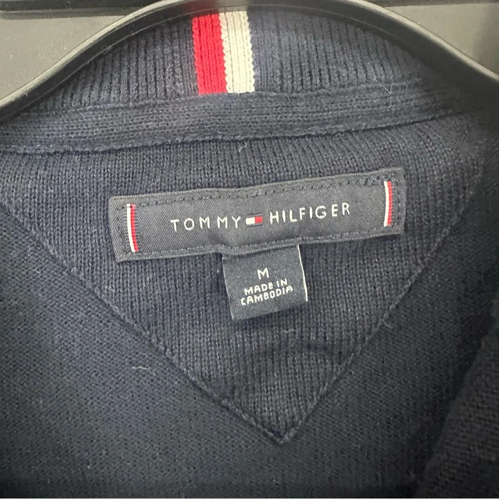 Tommy Hilfiger Quarter Zip Sweater Mens Medium‎ Navy Blue